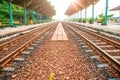 Rail track way transport at station in thailand Royalty Free Stock Photo