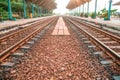 Rail track way transport at station in thailand Royalty Free Stock Photo