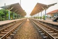 Rail track way transport at station in thailand Royalty Free Stock Photo