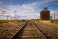 Rail tracks and grain elevator