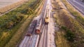 Rail tracks maintenance process. Repairing railway.