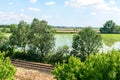 Rail tracks and rice fields, Lomellina (Italy) Royalty Free Stock Photo