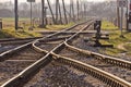 Rail transport, rails with switches and blurred background