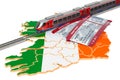 Rail travel in Ireland, concept. 3D rendering