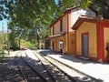 Train Station along the Diakopto Kalavryta Rail Way in Greece Royalty Free Stock Photo