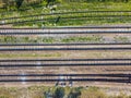 Rail ways top down aerial view Royalty Free Stock Photo