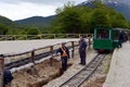 Rail workers on the southern Pacific railroad in the world. Royalty Free Stock Photo