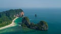 Railay beach in Krabi, Aerial view of Railay beach and coastline Royalty Free Stock Photo