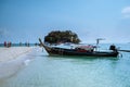 Railay Beach Krabi Thailand January 2020, beach of Railay on a bright mroning wit thourist boats