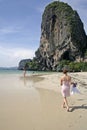 Railay Beach shore walk tourists thailand