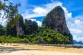 Railay Beach Thailand beautiful famous beach lagoon between limestone rocks