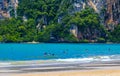 Railay Beach Thailand beautiful famous beach lagoon between limestone rocks