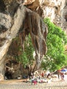 Railay island, Thailand - February 01, 2010: Tropical landscape. Railay beach, Krabi, Thailand Royalty Free Stock Photo