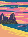 Railay or Rai Leh Beach Between Krabi and Ao Nang in Thailand WPA Art Deco Poster