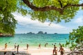 Railay, Krabi, Thailand: Phra Nang Phranang Beach with travelers