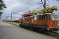 Railcar traveling for repairing contact network. Track special machinery