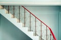 Railing banister stairs down curved steel Royalty Free Stock Photo