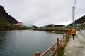 Railing guard beside the Tsomgo lake or Changu lake at east Sikkim Royalty Free Stock Photo