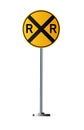 Railroad approach road sign used in the USA. Railway signs isolated on a white background. Vector railroad traffic light Royalty Free Stock Photo