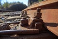 Railroad bolts detail Royalty Free Stock Photo