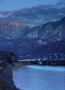 Railroad Bridge through the Carpathian Mountains, passing by the Olt Valley Royalty Free Stock Photo