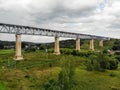 Railroad bridge of Lyduvenai, Lithuania. Longest bridge in Lithuania Royalty Free Stock Photo