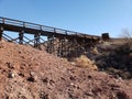 Railroad bridge, old, wooden in Calico Ghost Town Royalty Free Stock Photo