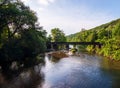 The railroad bridge over Brokenstraw Creek as seen from the bridge on National Forge Road Royalty Free Stock Photo