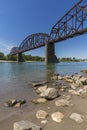 Railroad Bridge Over Missouri River Royalty Free Stock Photo