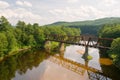 Railroad bridge over river Royalty Free Stock Photo