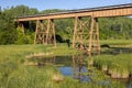 Railroad Bridge Over A Swampy Creek