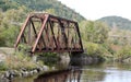 Railroad Bridge Over Water in Autumn Royalty Free Stock Photo