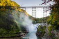 Railroad Bridge over a Waterfall Royalty Free Stock Photo