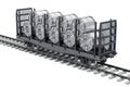 Railroad car with stainless steel coils, 3D rendering