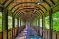 Railroad car used as bridge Royalty Free Stock Photo