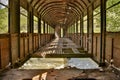 Railroad car used as bridge Royalty Free Stock Photo