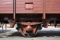 Railroad car wheels close up Royalty Free Stock Photo