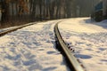 Railroad covered with snow