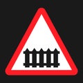 Railroad crossing with barrier sign flat icon