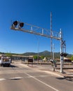 Railroad crossing in the center of town, William, Arizona State, USA