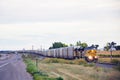 Railroad crossing in central Colorado next to US highway 85 Royalty Free Stock Photo