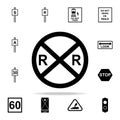 railroad crossing icon. Railway Warnings icons universal set for web and mobile Royalty Free Stock Photo