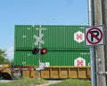 Railroad crossing with No Parking sign