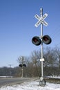 Railroad crossing signals.