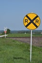 Railroad crossing signs in the country Midwest USA Royalty Free Stock Photo