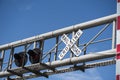 Railroad crossing warning lights Royalty Free Stock Photo