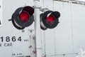 Railroad crossing warning lights Royalty Free Stock Photo