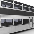 Railroad Double Deck Lounge Car on white. 3D illustration