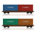 Railroad flatcars with cargo containers