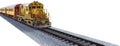 Railroad Freight Train, Locomotive, Isolated, Tracks Royalty Free Stock Photo